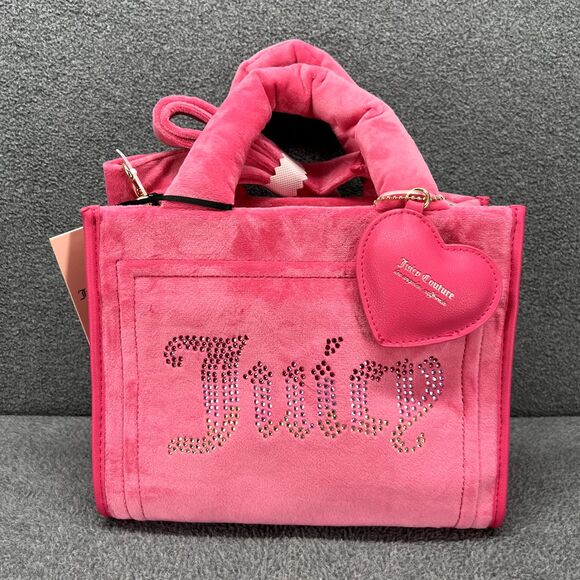 Juicy Couture Handbags - Juicy Couture Velour‎ Mini Tote Bag Pink Free Love Big Spender Y2K Purse